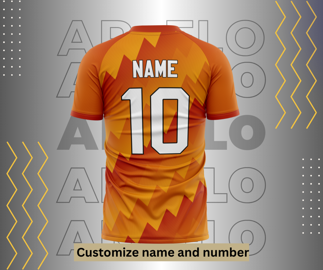 Orange football jersey, customizable name and number