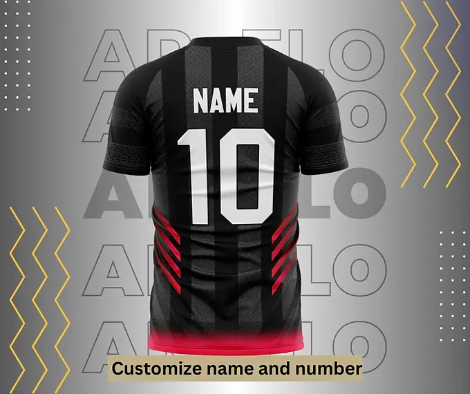 Black custom football jersey, Name 10, Customize name and number