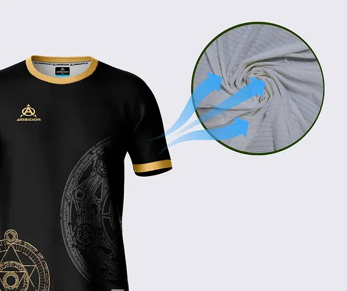 Thumbnail: Black sports jersey, breathable fabric