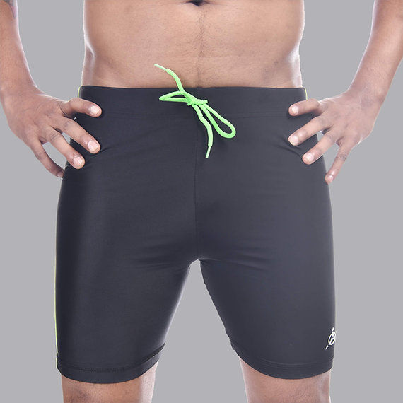 Black men's swim shorts with drawstring
