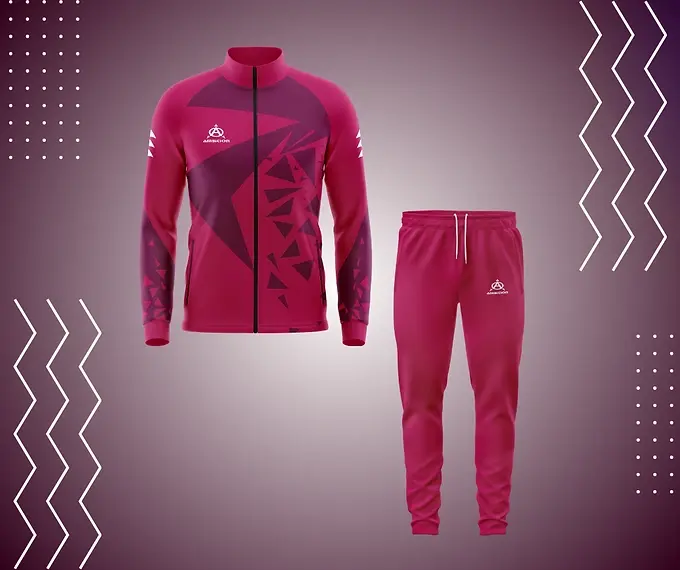 Pink tracksuit, geometric design