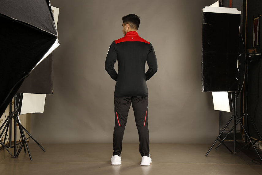 Men's black and red tracksuit
