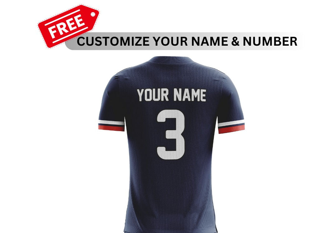 Customizable navy blue football jersey, name and number: Free