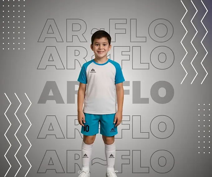 Boy in Adidas soccer uniform, AR&FLO
