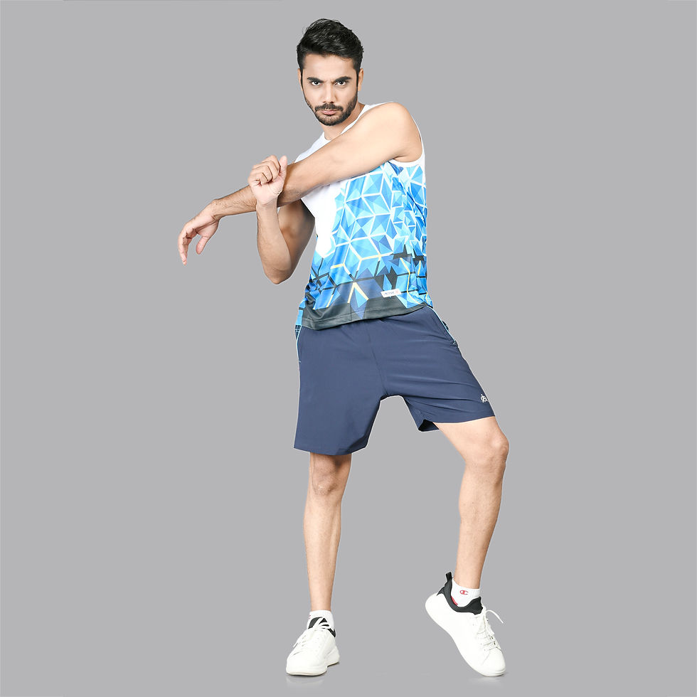 Man in blue athletic wear