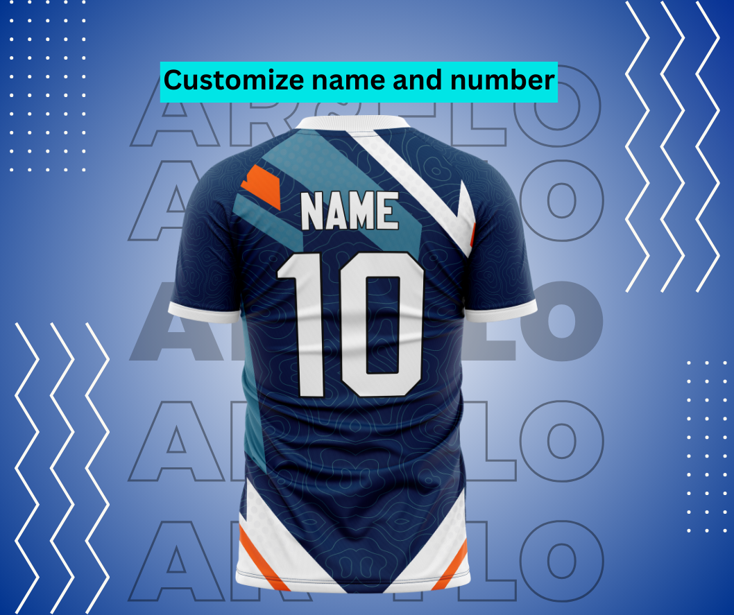 Customizable navy blue football jersey, name and number, myambitionindia