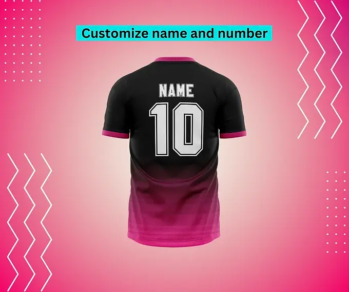 Customizable black soccer jersey, name and number