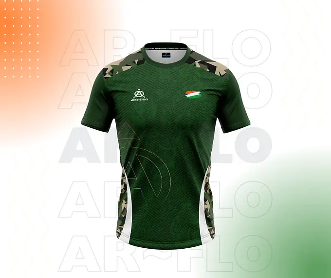 Green camouflage Indian football jersey