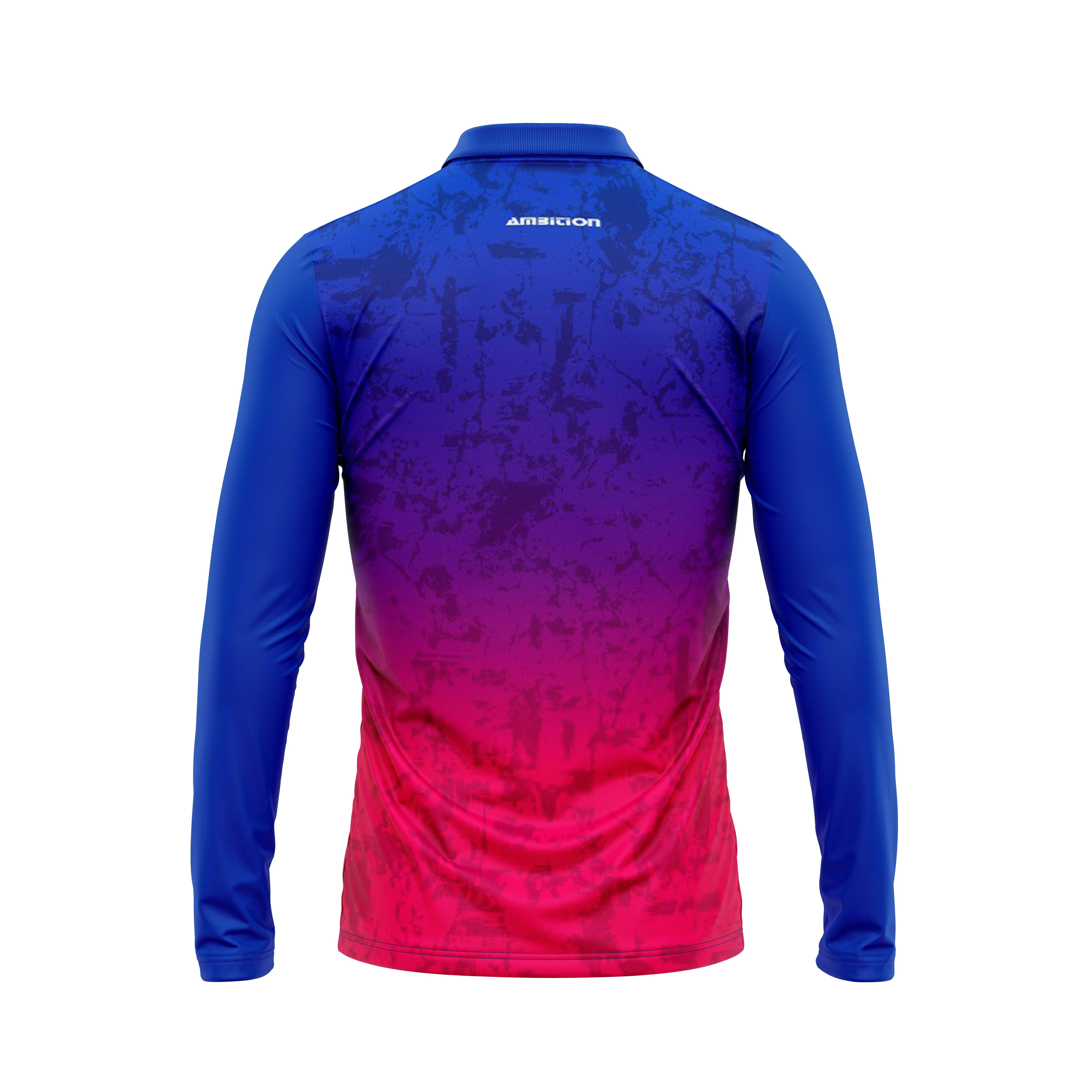 Blue and pink long-sleeve jersey