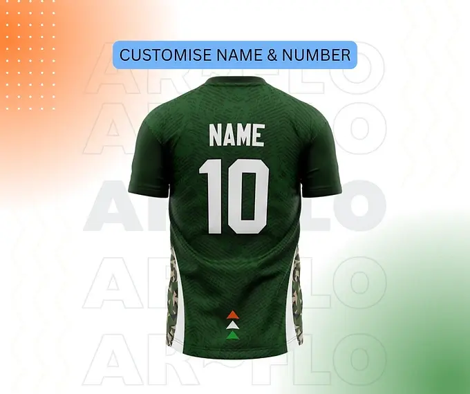 Customisable green football jersey, Name 10, myambitionindia