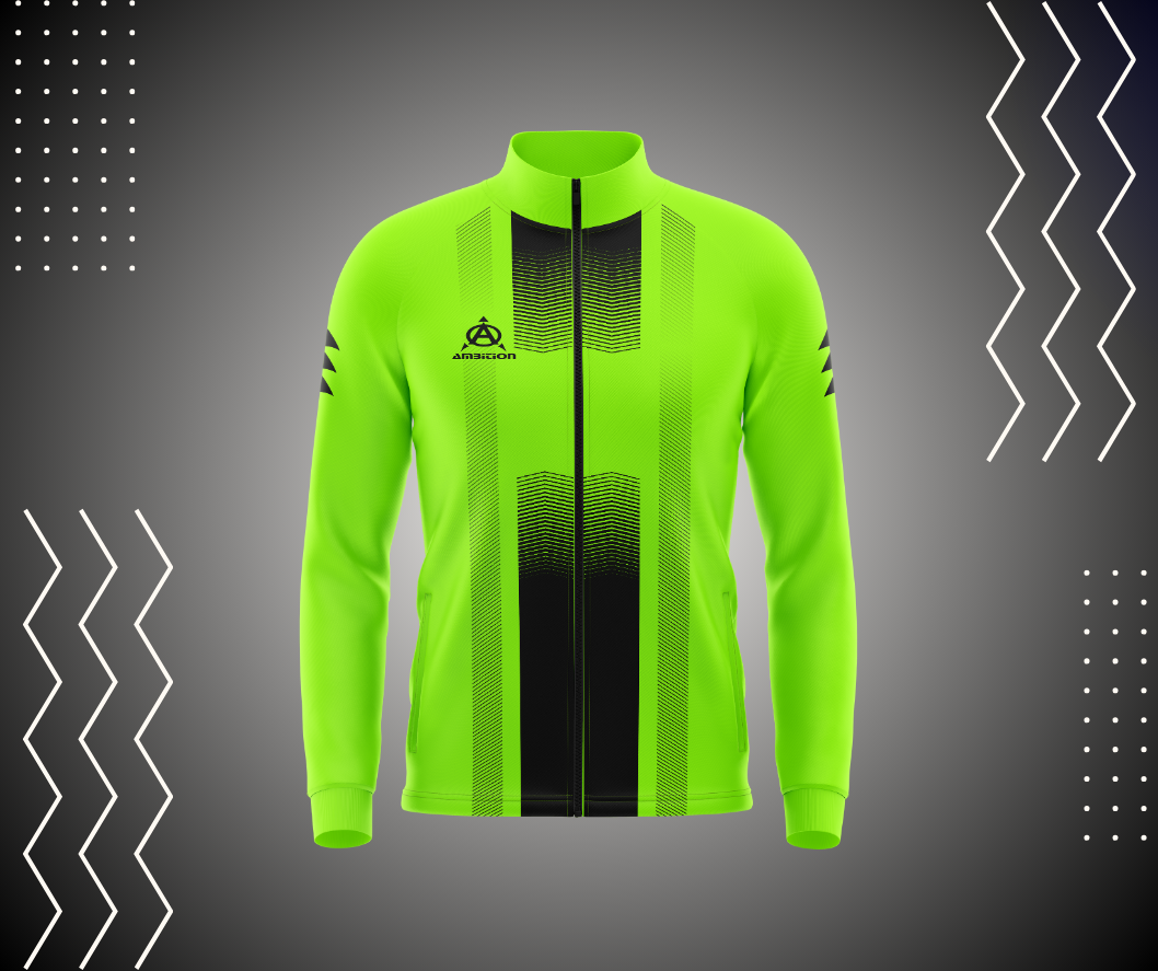 Lime green athletic jacket with black accents