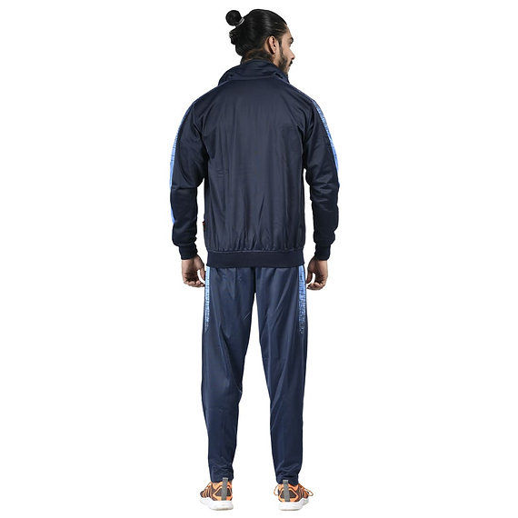 Man in navy blue tracksuit