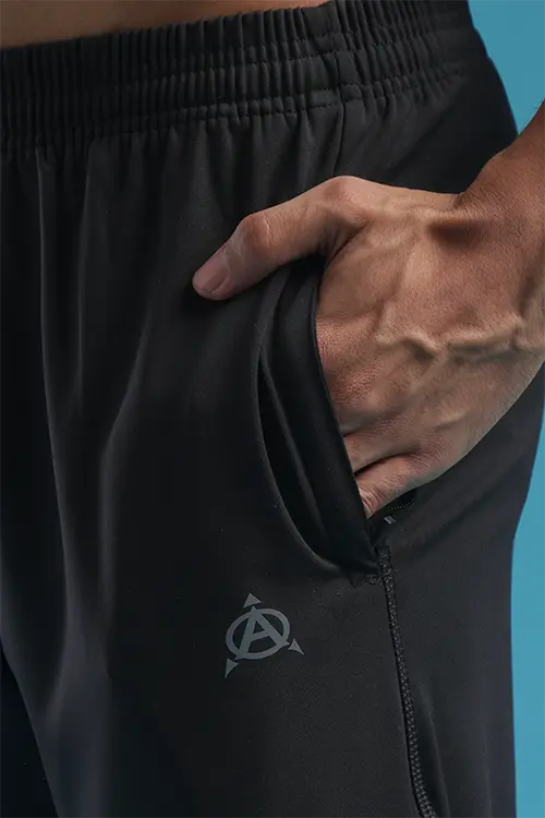 Men Spandex Regular Fit Athlete Gym Lower Black & Grey- C-T60