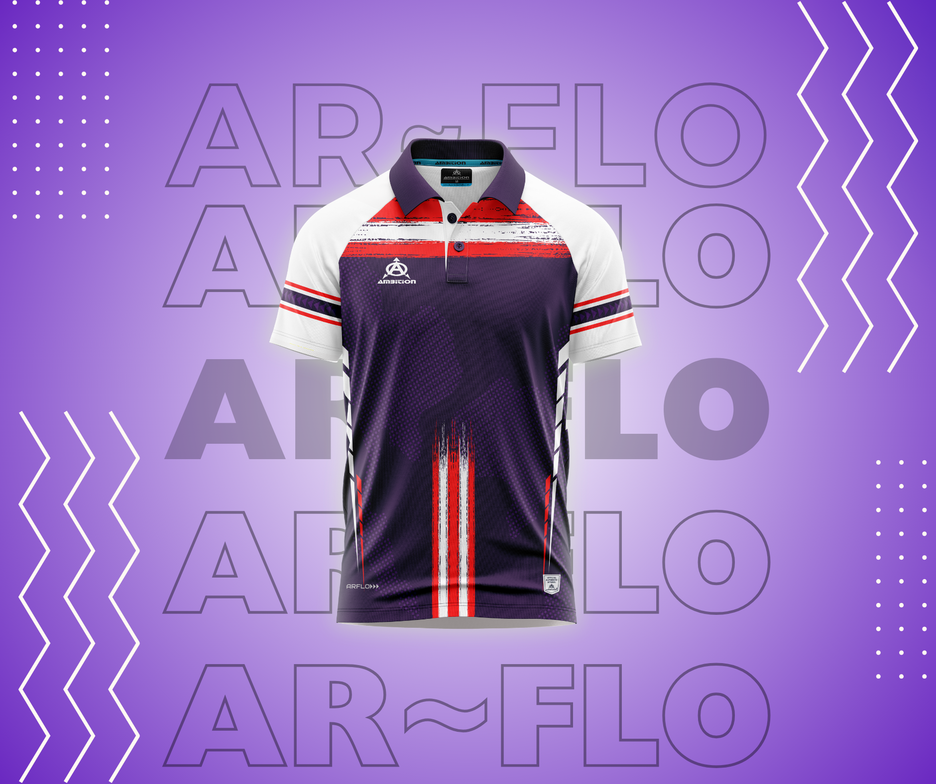 Purple half-sleeve cricket polo shirt AR&FLO