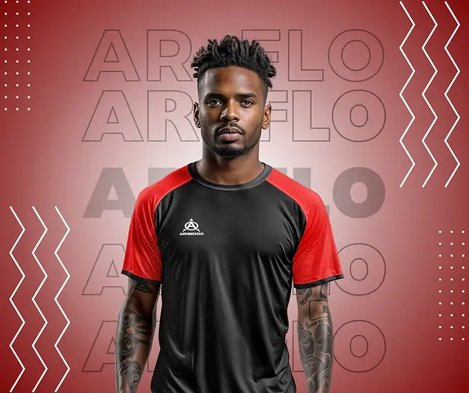 Man in black and red ARFLO jersey