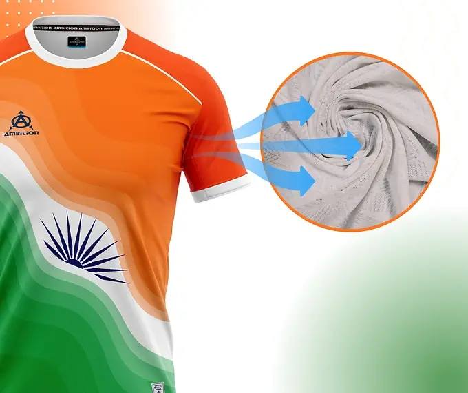 Indian flag jersey, breathable fabric