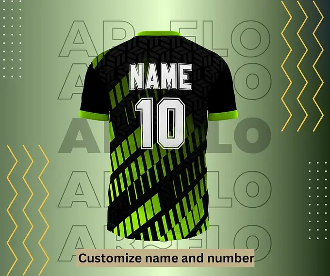 Thumbnail: Customizable black and lime green soccer jersey with name and number 10