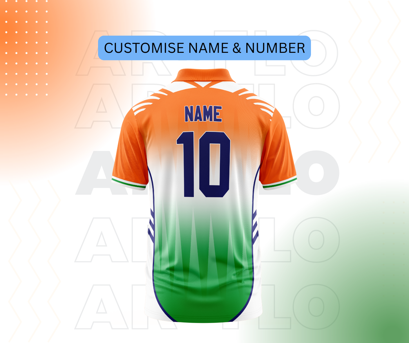 Customisable Indian cricket jersey, Name 10, myambitionindia