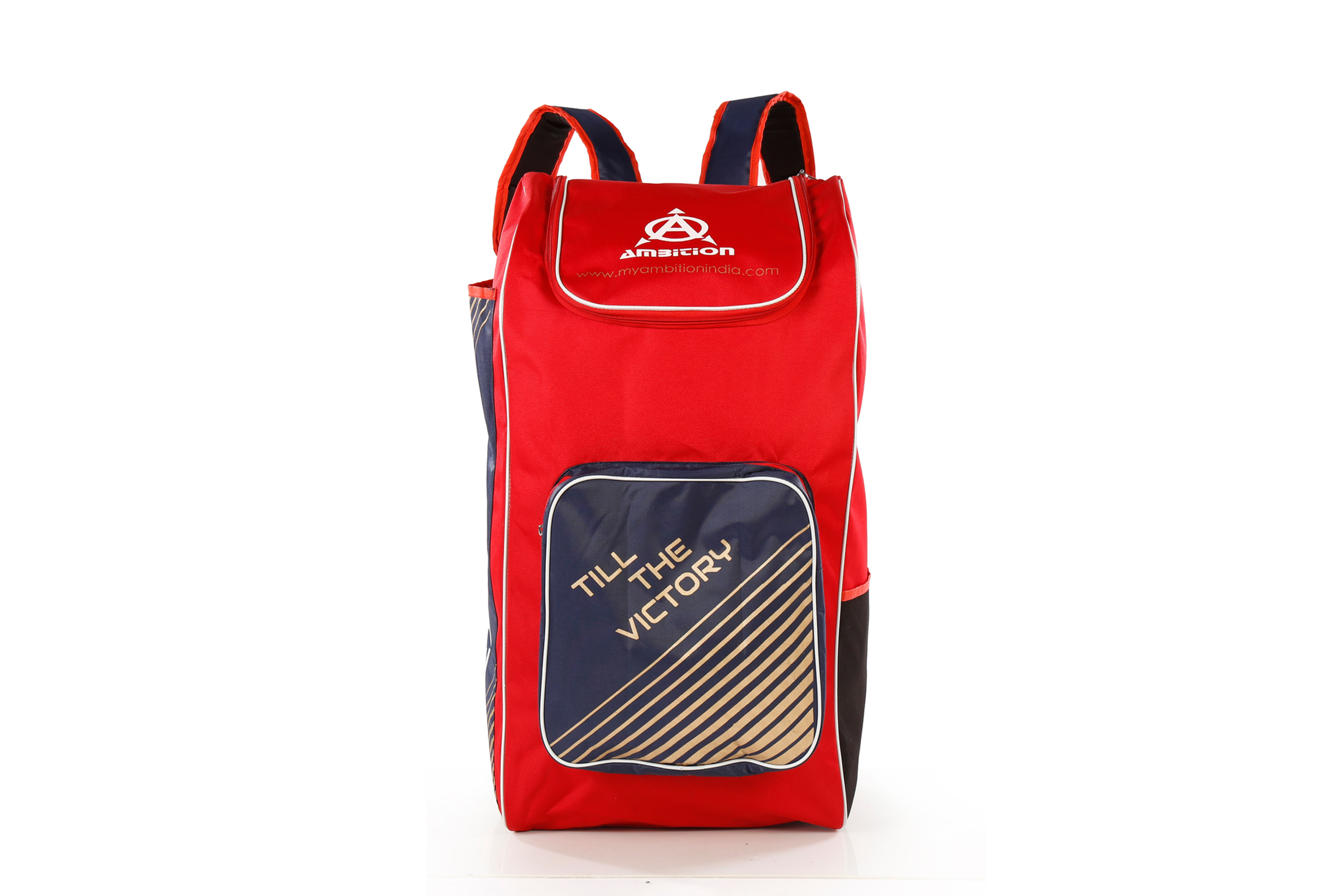 Red backpack with Till The Victory