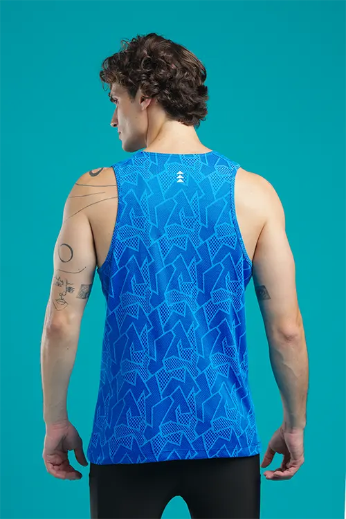 Men Jacquard Athlete Low Cut Vest Royal Blue E-V43