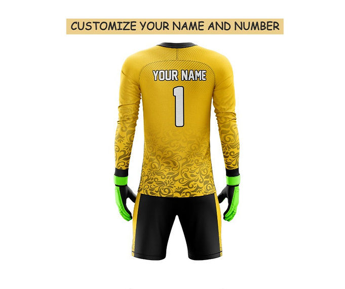 Customizable yellow goalkeeper jersey with name and number