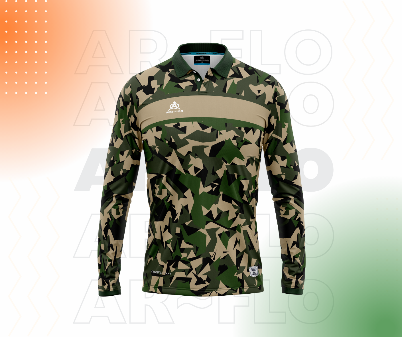 Camouflage long-sleeve polo shirt
