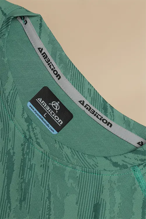 Men Jacquard Slim Fit Athlete AR-FLO Crew Neck Halfsleeve T-Shirt My Green-A422