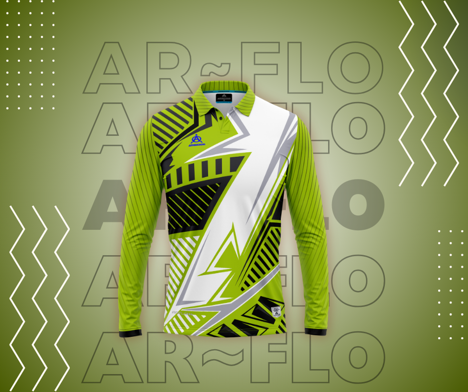 AR FLO: Lime green long-sleeve athletic shirt