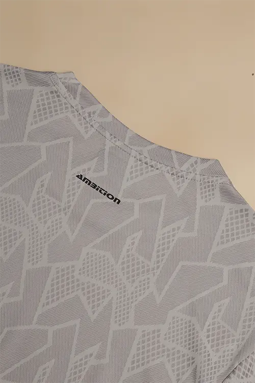 Men Jacquard Slim Fit Athlete AR-FLO Crew Neck Halfsleeve Grey-C432
