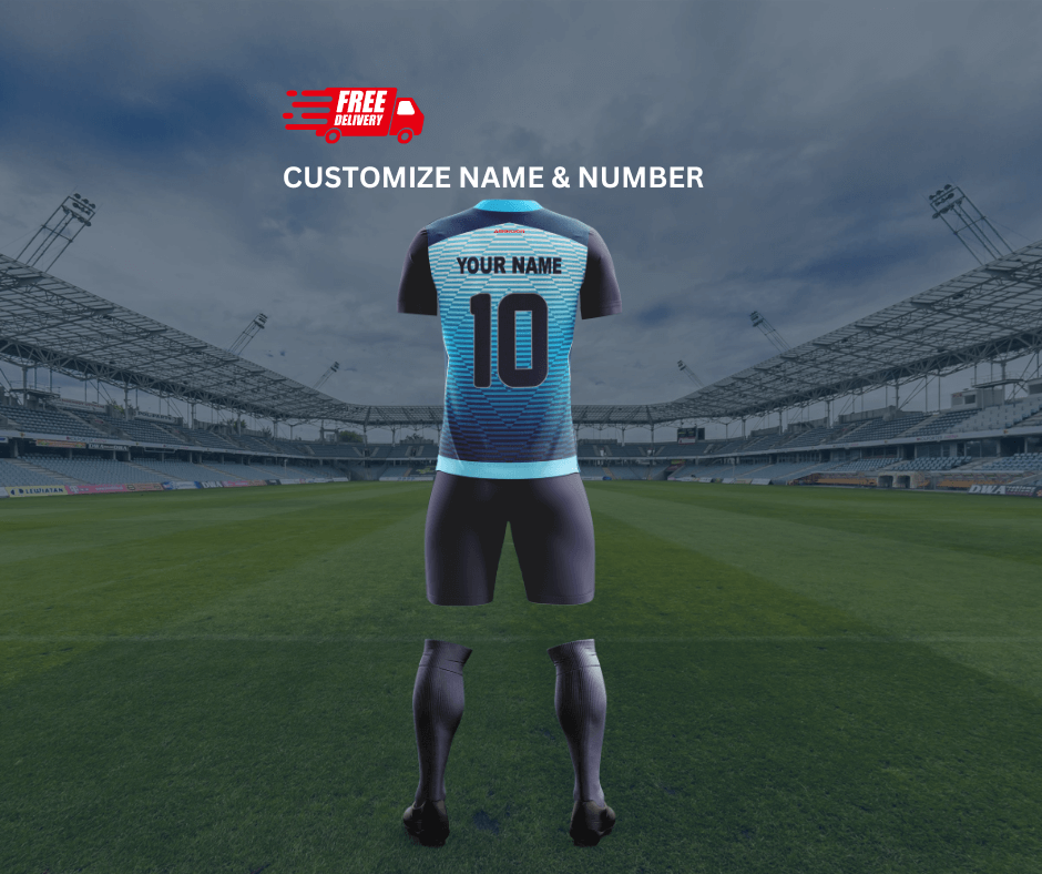 Customizable football jersey, name, number, stadium backdrop