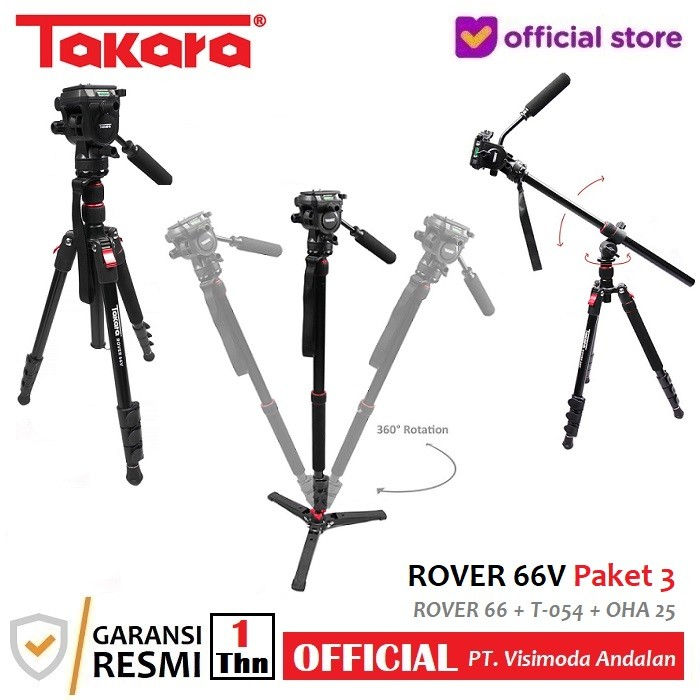 Thumbnail: Rover 66V Fluid Head Video Tripod Monopod Kit Paket 3