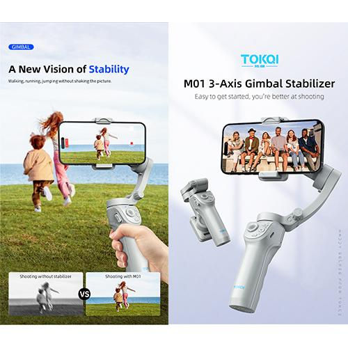 Thumbnail: IMMOVA M01 3-Axis Smart Tracking Gimbal Stabilizer with LED Fill Light for Smart