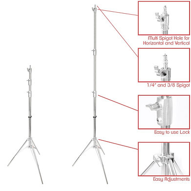 Media: SPIRIT-3SS Stainless Steel Light Stand with Spring Cushion