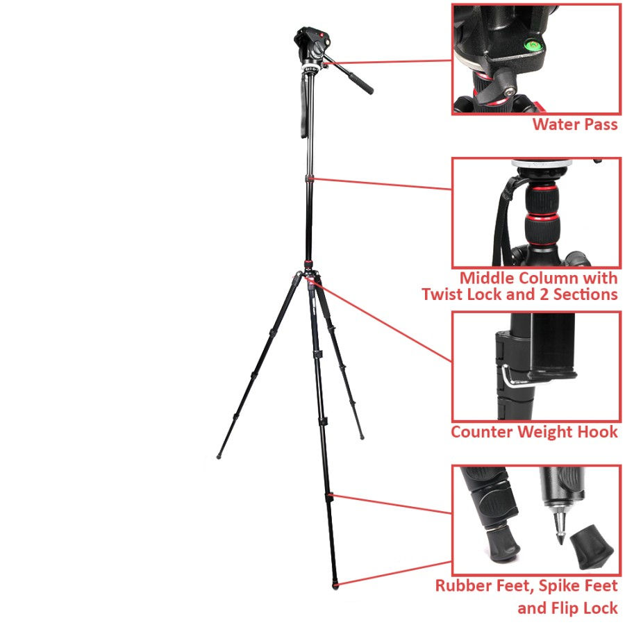 Thumbnail: Rover 77 Paket 2 Traveler Fluid Head Video Tripod Monopod Kit