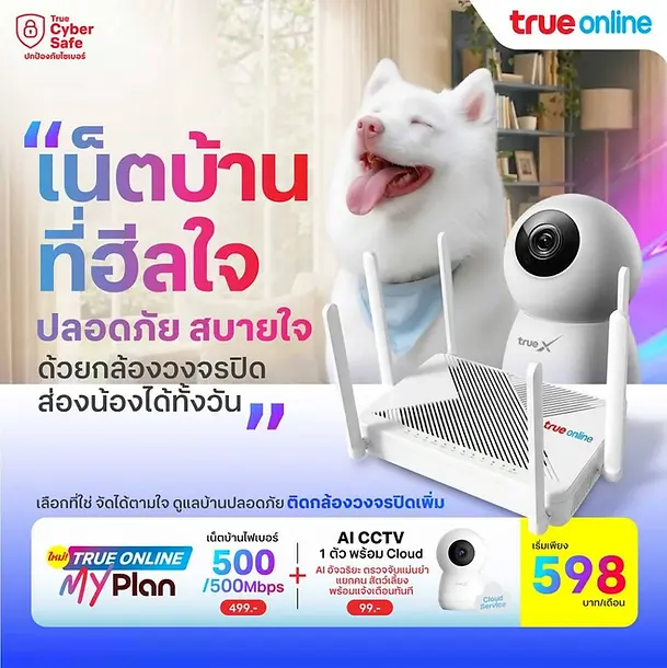 เน็ตคอนโด ทรูออนไลน์ พร้อมกล้องวงจรปิด 598 บาท 500/500 mbps