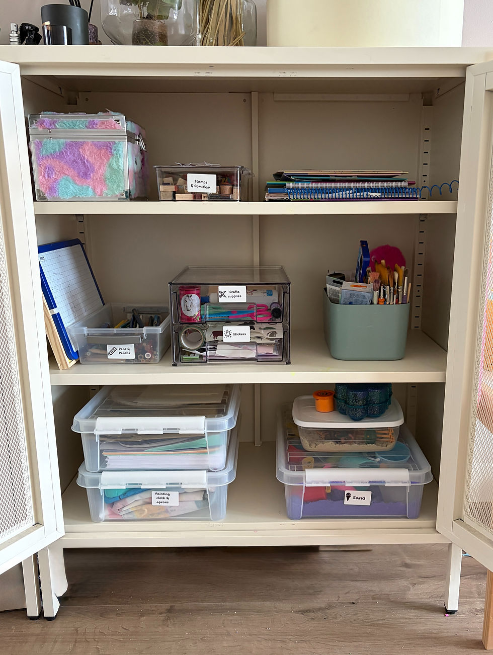 Organized crafts cabinet