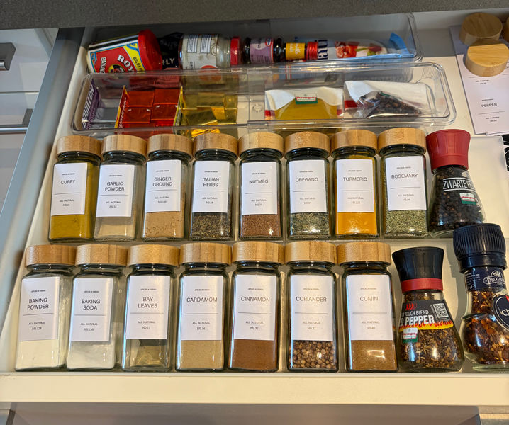 Organized spices drawer