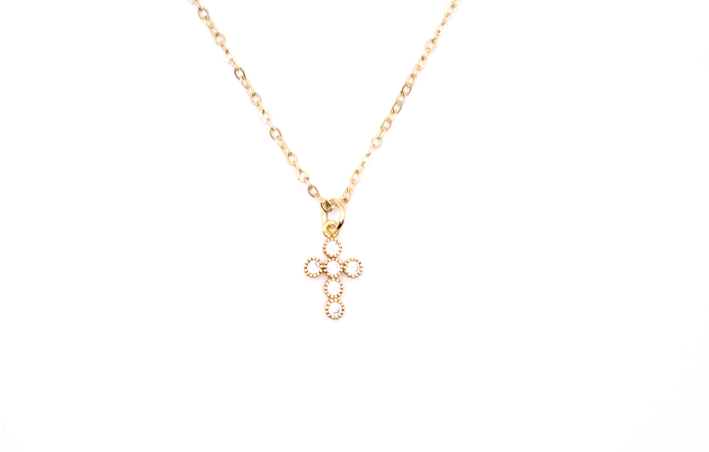 Crystal Circle Cross Necklace