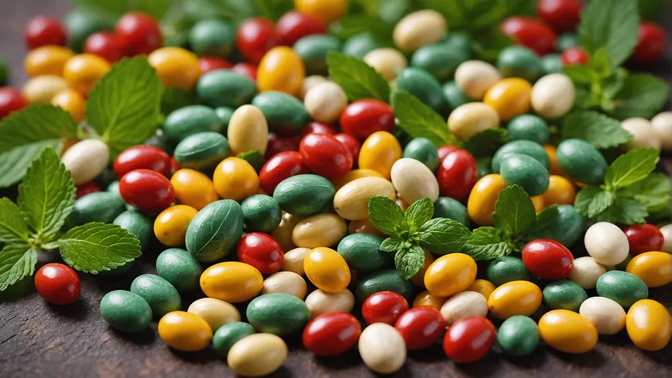 Image of herbal supplements forming a Trifibranol100X blend