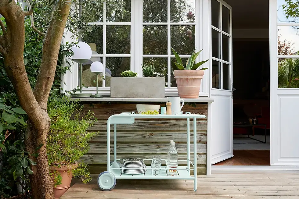 FERMOB LUXEMBOURG  DESSERTE / BAR ROULANT COULEUR MENTHE  GLACIALE