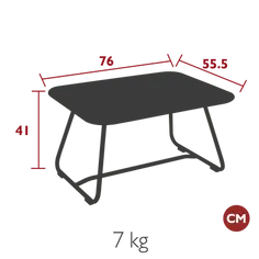 FERMOB SIXTIES TABLE BASSE 76 X 55.5 CM DIMENSIONS