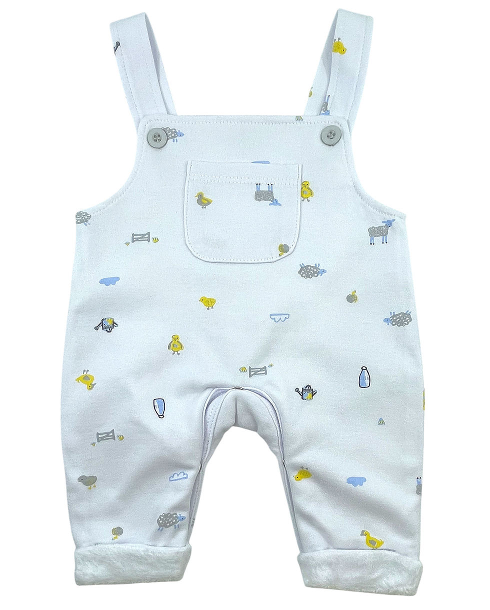 Thumbnail: Baby Boy Dungaree Top Hat Set Outfit Chick White Grey