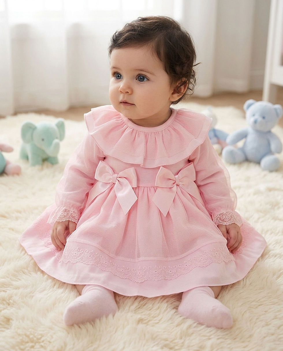 Thumbnail: Baby Girl Spanish Puff Ball Dress Special Occasion Bows Tulle Pink
