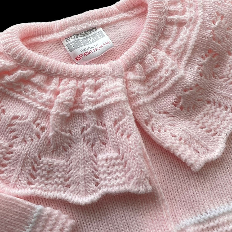 Thumbnail: Baby Girl Cardigan Bolero Knitted Large Lacey Collar Knit Pink
