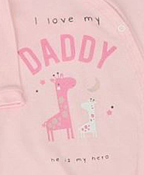 Thumbnail: Baby Sleepsuit Boy Girl Babygrow All In One Romper I Love Daddy Pink Blue White