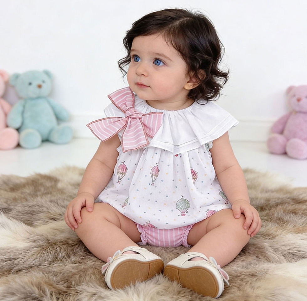 Thumbnail: Baby Girl Spanish Jam Pants Top 2 Pce Outfit Set Cotton Bow Balloons Pink