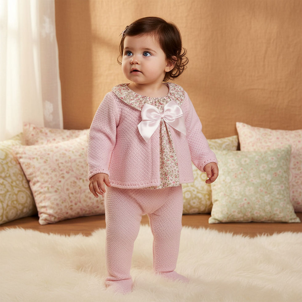 Thumbnail: Baby Girl Knitted Set Outfit BOW Floral Winter Leggings Top