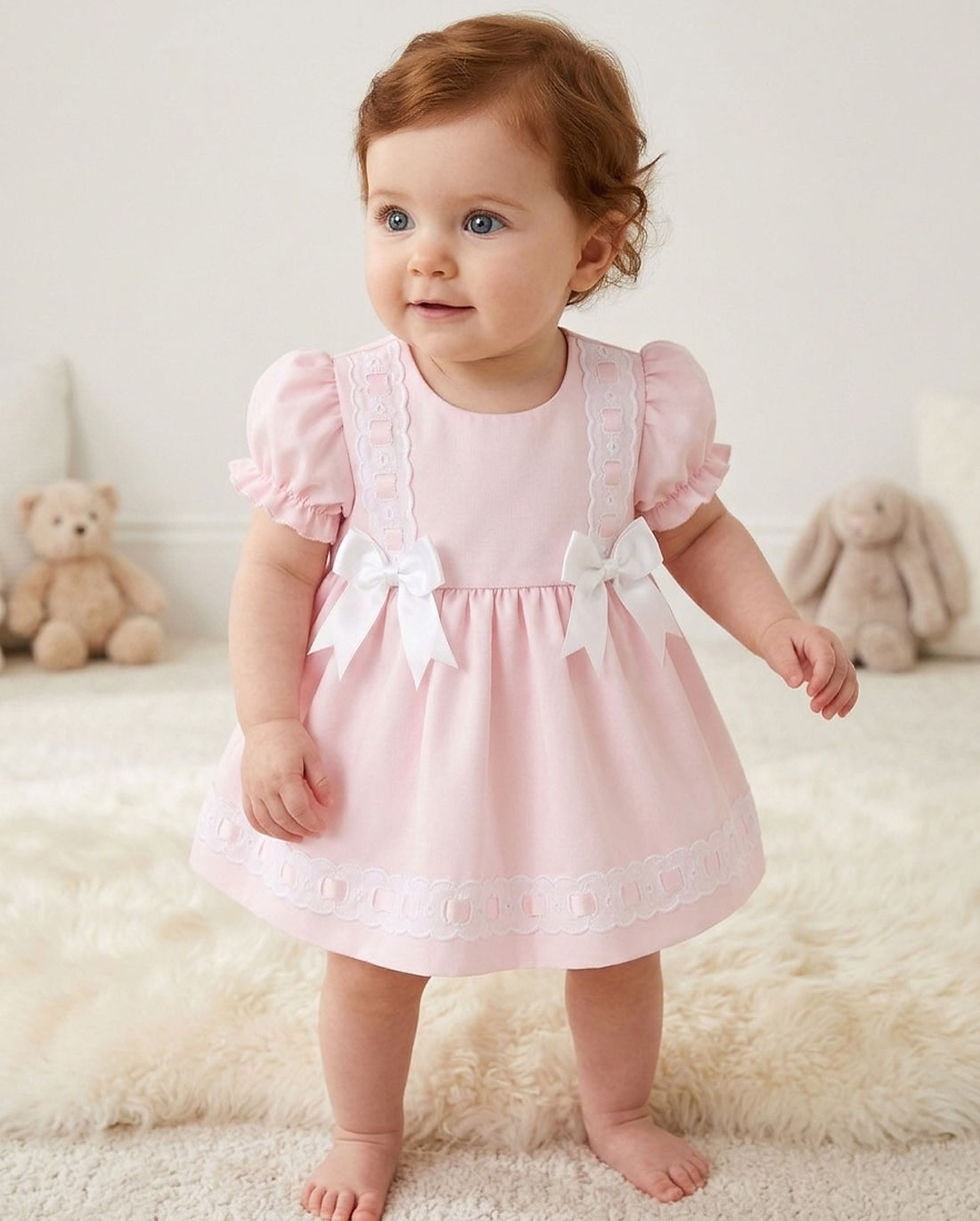 Thumbnail: Baby Girl Toddler Dress Pants Ribbon Slot Bows Summer Pink