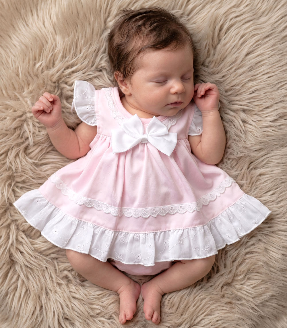 Premature Baby Girl Dress Set Prem Small Early Tiny Frilly Bow Pink