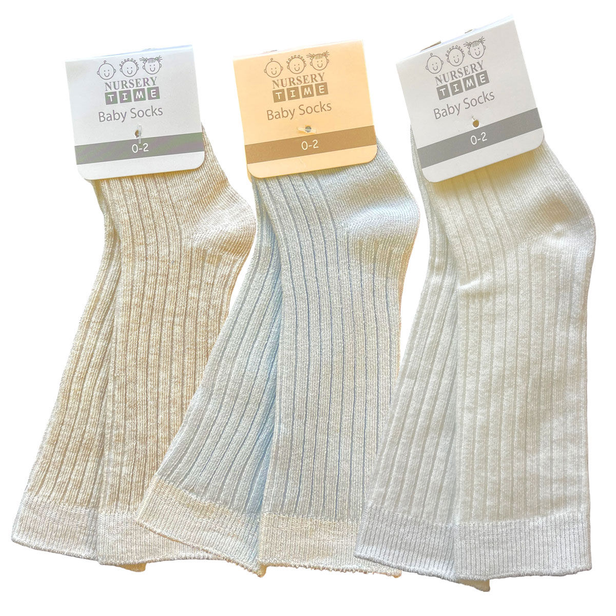 Baby Boy Socks Long Knee High Spanish Smart Ribbed White Blue Taupe